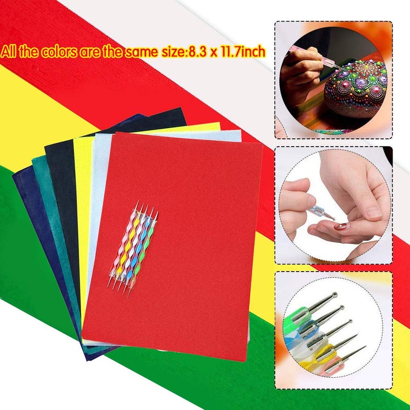 Oubaka 30 Sheets Carbon Transfer Paper,Tracing Paper Carbon Graphite Copy Paper with 5 Pieces Embossing Styluses Stylus Dotting Tools for Wood,Paper,Canvas and Other Art Surfaces 8.3 x 11.7 inches(6 Colors) - Image 2